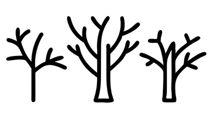 Three stylized bare tree silhouettes silhouette