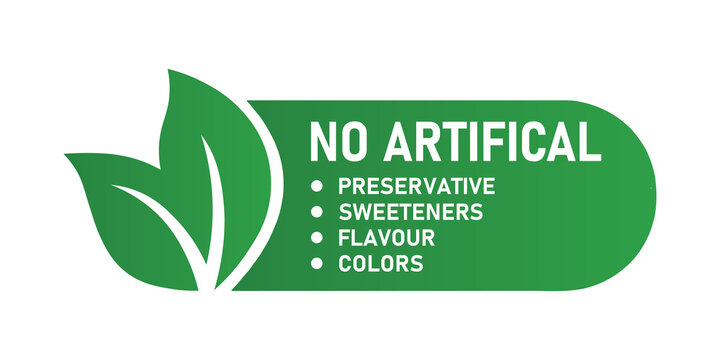 no artificial preservatives, sweeteners, flavors, and colors vector icon, health care medical abstract, green in color