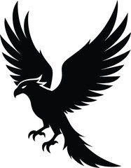 eagle with wings, eagle trying to fly, eagle silhouette vector icon isolated on transparent background
