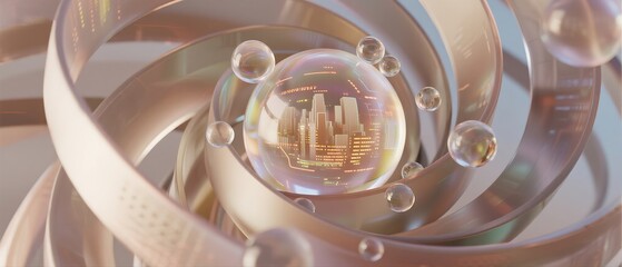 3D Illustration of Tech - Inspired City