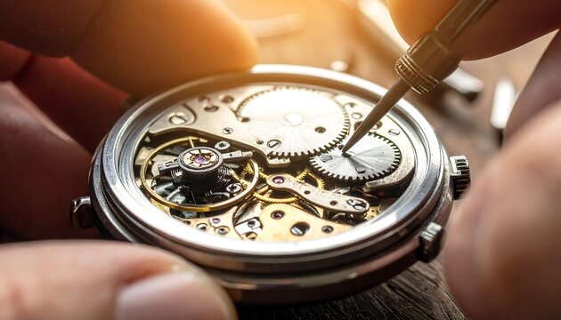 Watchmaker Carefully Repairing Vintage Watch Mechanism