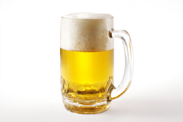 a glass of beer with foam on top