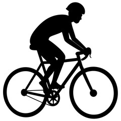 Naklejka premium Cyclist in silhouette on bicycle black vector
