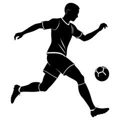 Naklejka premium Soccer player kicking ball silhouette vector