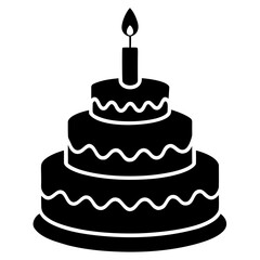 Tiered birthday cake with candle silhouette celebration