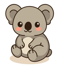 Cute koala sitting down, designed in a playful kawaii style. Ideal for animal-related content, especially Australian wildlife or kids' illustrations.