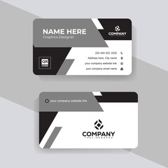 Modern Black and White Business Card Design with Abstract Diagonal Layout. Professional black and white business card mockup, minimal template for creative branding solutions.