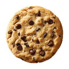 Golden brown chocolate chip cookie with dark chocolate morsels baked sweet, Isolated On Png Transparent Background