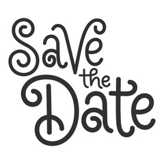 SAVE THE DATE black vector hand lettering banner
