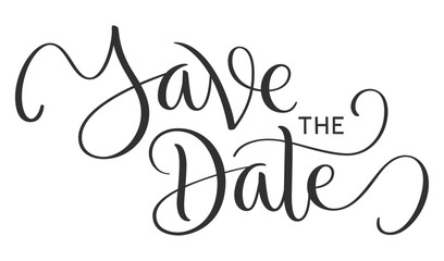 SAVE THE DATE black vector brush calligraphy banner