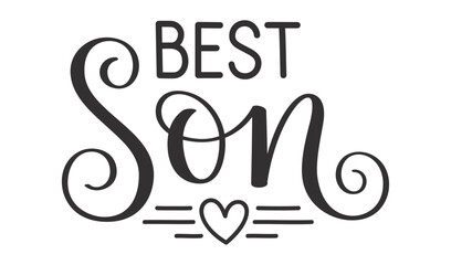 BEST SON black vector hand lettering with decorative elements
