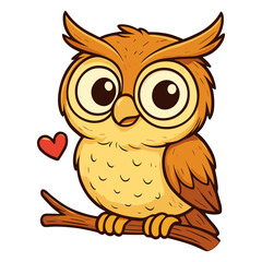 Owl Cartoon Cute Owl Mascot Love Hearth Illustrations