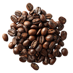Fototapeta premium Roasted coffee beans pile dark brown rich aromatic image, Isolated On Png Transparent Background