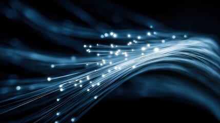 Blue digital communication fiber optic, fiber optic and information flow concepts.