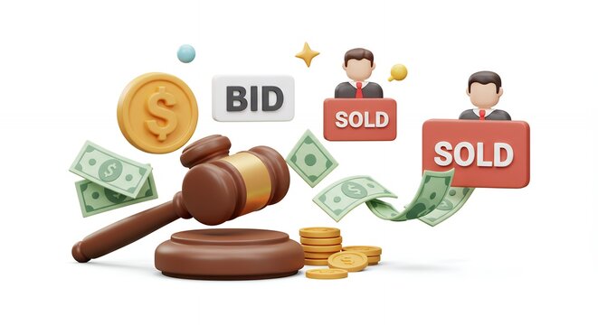 Auction illustration financial transactions