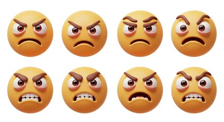 Fototapeta premium Cartoon 3 d emojis set digital illustration social media design digital emotion icons