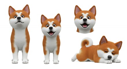 Cartoon dog poses