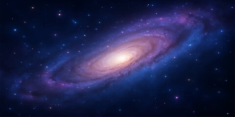 Fototapeta premium Planet and stars in galaxy space with bright cosmos and dark night sky background