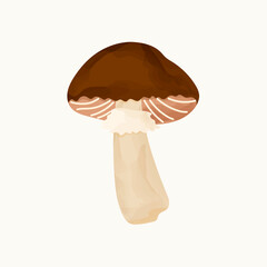 Hand-drawn vector watercolor mushrooms in a soft forest palette, combining edible and whimsical varieties. Great for botanical illustrations, scrapbooking, and fall-themed crafts