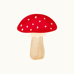 Watercolor vector mushroom, Amanita Muscaria. Ideal for autumn designs, kids decor, and seasonal planners