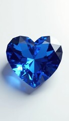 Opulent blue sapphire heart,faceted gems,white background, jewel, brilliant
