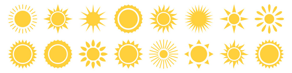Sun icon symbol set simple design