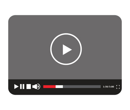 Vector Video Player Interface with Play Button and Progress Bar &ndash; Flat Media Player Design. multimedia video player icon button              

