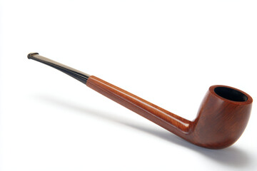 a pipe with a wooden handle on a white surface