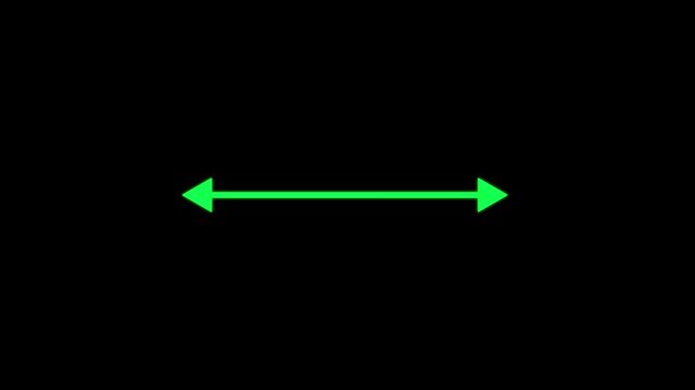 Direction arrow right to left site animation. distance concept double side arrow. Transparent background.