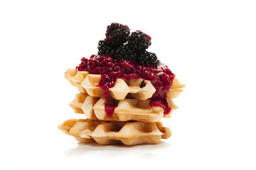 a stack of waffles with berries on top