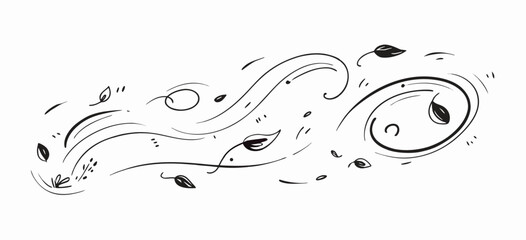 Whimsical Wind Blowing Leaves Design Element