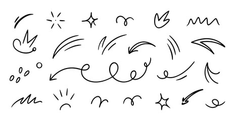 Obraz premium Hand-Drawn Doodle Arrows, Stars, and Swirls: Design Elements Collection