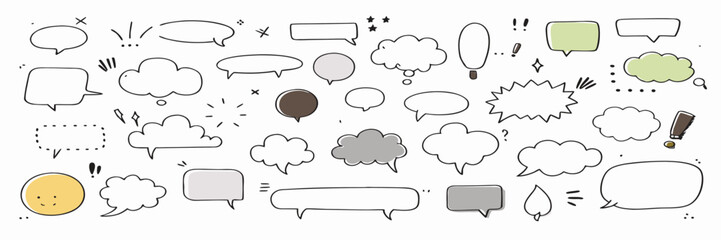 Fototapeta premium Hand-Drawn Speech Bubbles Set: Comic & Dialogue Boxes