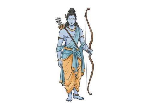 Lord Rama with Bow and Arrow Standing