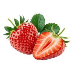 Fresh strawberries on transparent background