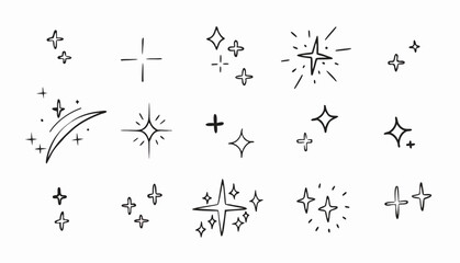 Hand-drawn Sparkle & Star Icons: Design Elements