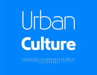 Vector Stylish icon Urban Culture. Modern White Font. Typography Trendy Alphabet Letters and Numbers.