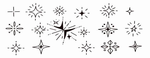 Hand-drawn Sparkle and Shine Elements: Starburst Clipart Set