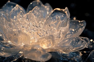 Blooming elegance – a flower with crystal petals covered in shimmering dewdrops