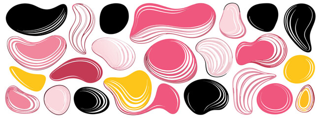 Abstract Pink, Black, and Yellow Shapes:  Modern Art Background