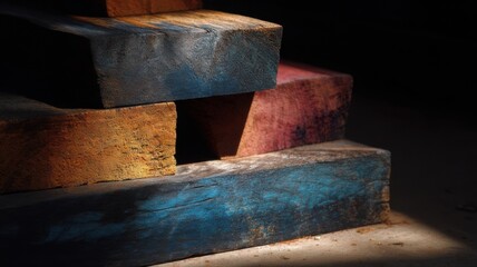 Abstract Rusty Metal Blocks in Studio Light