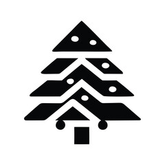 Fototapeta premium Stylized Christmas Tree Icon with Ornaments and Snow