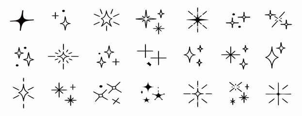 Hand Drawn Sparkle Icons: 30 Glittering Starburst Designs