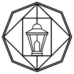 Flat Line Art Lantern with Abstract Frame