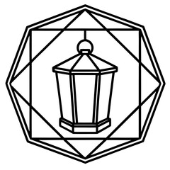 Flat Line Art Lantern with Abstract Frame