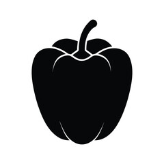Black Bell Pepper Silhouette on White Background 