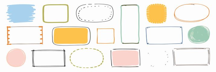 Hand-Drawn Frames, Borders & Shapes: Pastel Color Palette