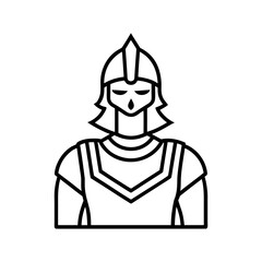 Obraz premium Heroic knight line art character for medieval battles and fantasy stories Vector illustration