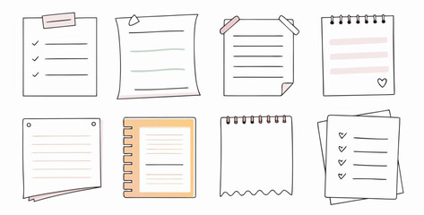 Collection of Cute Hand Drawn Note Papers & To Do Lists