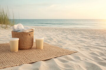 Sunny Labor Day celebration with beach picnic and happy gathering